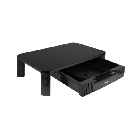 Support pour écran ou ordinateur portable Tooq - Grand tiroir - Patins antidérapants - Hauteur réglable - Poids max. 20 kg