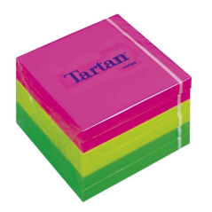 Tartan 7676N Lot de 6 blocs de 100 notes adhésives repositionnables 76 x 76 mm - 100 % PEFC - Couleurs assorties