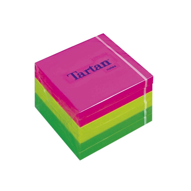 Tartan 7676N Lot de 6 blocs de 100 notes adhésives repositionnables 76 x 76 mm - 100 % PEFC - Couleurs assorties