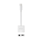 Convertisseur Nanocable USB-C vers audio 48 kHz - USB-C/M-1xJACK 3.5/H + USB-C/H PD 60 W - 11,5 cm - Blanc