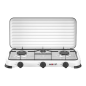 Cuisinière à gaz 3 feux Muvip Vulcano - Housse de protection - Pieds en caoutchouc - Surface émaillée - Brûleur amovible - 57,7