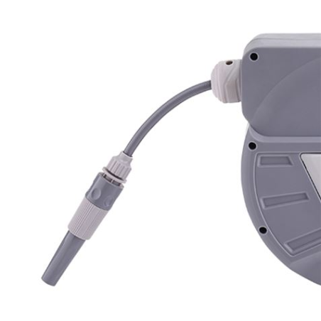 Tuyau Sungarden SG0164 10 mètres - Enrouleur automatique avec guide - Support mural - Pivotant à 180 degrés - Gris