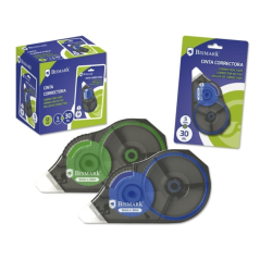 LOT de 12 Ruban correcteur Bismark 5 mm x 30 m - Adhérence parfaite au papier - Présentation individuelle sous blister