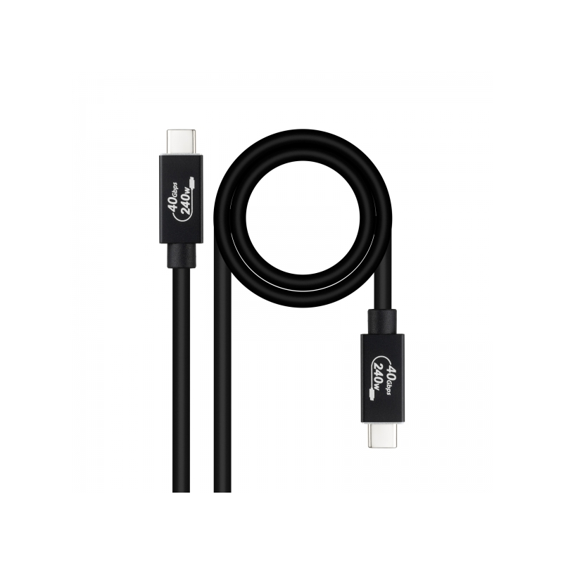 Câble USB Nanocable 4 Gen 3x2 40Gbps 5A/240W - USB-C/M-USB-C/M - 1m - Couleur Noir