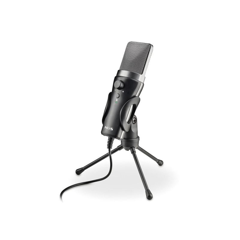 Microphone USB NGS MS120USB - Configuration réglable - Enregistrement cardioïde - Port de contrôle pour casque - Compatible