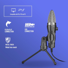 Microphone USB NGS MS120USB - Configuration réglable - Enregistrement cardioïde - Port de contrôle pour casque - Compatible