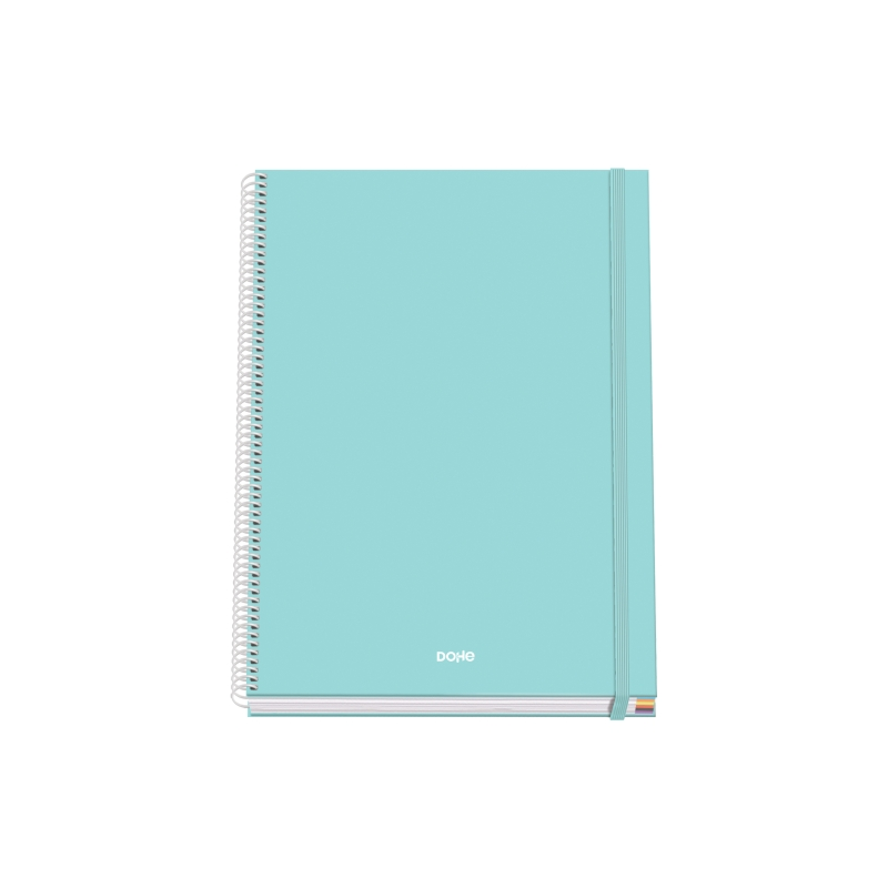Cahier à spirale Dohe Serenity A4, 100 feuilles microperforées, quadrillage 5 mm, couverture rigide, carton ligné, fermeture