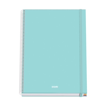 Cahier à spirale Dohe Serenity A4, 100 feuilles microperforées, quadrillage 5 mm, couverture rigide, carton ligné, fermeture