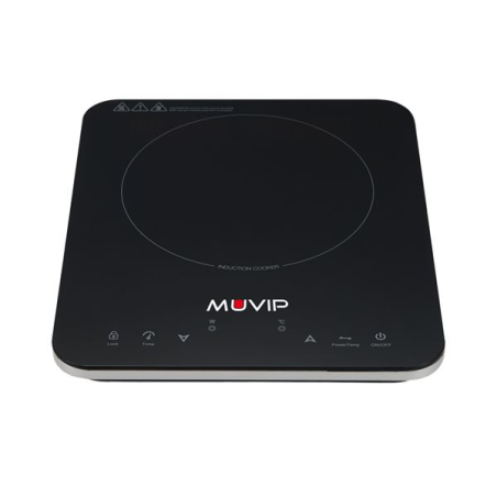 Cuisinière à induction Muvip 2000 W - 10 niveaux de puissance - Minuterie - Contrôle de surchauffe - Sécurité enfant