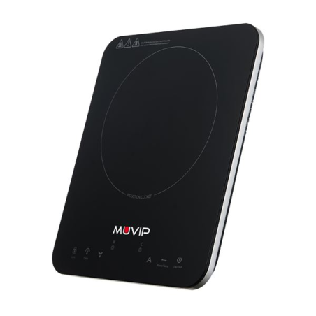 Cuisinière à induction Muvip 2000 W - 10 niveaux de puissance - Minuterie - Contrôle de surchauffe - Sécurité enfant
