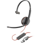 Casque monaural Plantronics/Poly Blackwire C3210 USB-C/USB-A avec microphone - Coussin d'oreille rembourré - Commandes
