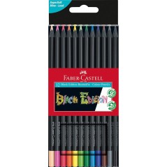 Faber-Castell Black Edition Lot de 36 trousses de couleurs assorties - Mine super douce - Bois noir - Idéal pour dessiner sur