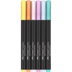 Faber-Castell Black Edition Pack de 6 marqueurs à pointe pinceau - Encre à base de colorant alimentaire - Couleurs pastel