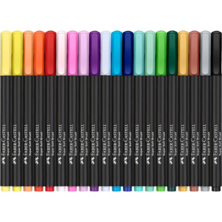 Faber-Castell Black Edition Pack de 20 marqueurs à pointe pinceau - Encre à base de colorant alimentaire - Couleurs assorties