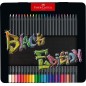 Faber-Castell Black Edition Boîte Métal de 24 Crayons de Couleur - Mine Super Douce - Bois Noir - Idéal pour Dessiner sur