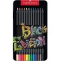 Faber-Castell Black Edition Boîte Métal de 12 Crayons de Couleur - Mine Super Douce - Bois Noir - Idéal pour Dessiner sur
