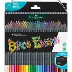 ✅ Faber-Castell Black Edition Pack de 100 Crayons de Couleur - Mine Super Douce - Bois Noir - Idéal pour Dessin en stock