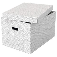 Esselte Pack de 3 Grandes Boîtes de Rangement avec Couvercles 355x305x510mm - Carton 100% Recyclé et Recyclable - Poignées