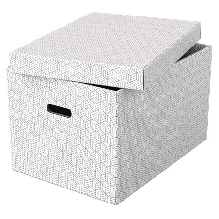 Esselte Pack de 3 Grandes Boîtes de Rangement avec Couvercles 355x305x510mm - Carton 100% Recyclé et Recyclable - Poignées