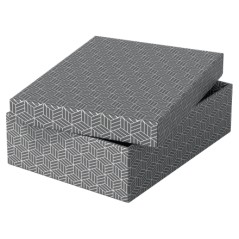 Esselte Pack de 3 Boîtes de Rangement Moyennes avec Couvercle 265x100x360mm - Carton 100% Recyclé et Recyclable - Design Gris