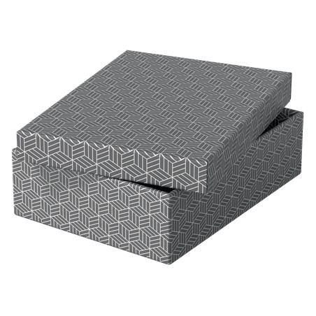 Esselte Pack de 3 Boîtes de Rangement Moyennes avec Couvercle 265x100x360mm - Carton 100% Recyclé et Recyclable - Design Gris