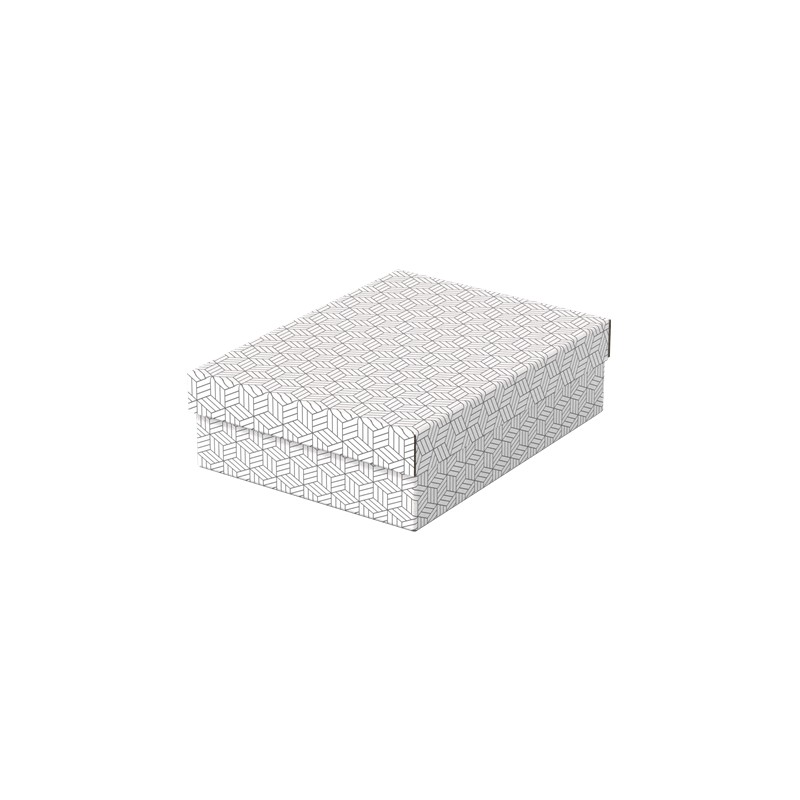 Esselte Pack de 3 Boîtes de Rangement Moyennes avec Couvercle 265x100x360mm - Carton 100% Recyclé et Recyclable - Design Blanc