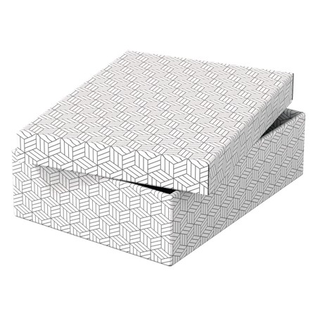 Esselte Pack de 3 Boîtes de Rangement Moyennes avec Couvercle 265x100x360mm - Carton 100% Recyclé et Recyclable - Design Blanc