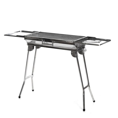 Barbecue portable Innovagoods ExelQ en acier inoxydable - Pliable - Grille amovible 57 x 29 cm - Poignées de transport