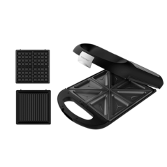 Cecotec Rock'nToast Appareil à sandwichs familial extra large 3 en 1 - 1500 W - Capacité de 4 sandwichs - 3 plaques