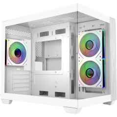 Boîtier mini-tour bois Cooler Master Elite 481 - 3 ventilateurs RGB 120 mm - Vue panoramique - Compatible MicroATX/Mini-ITX
