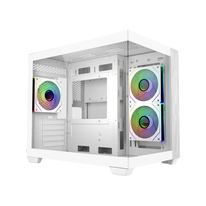 Boîtier mini-tour bois Cooler Master Elite 481 - 3 ventilateurs RGB 120 mm - Vue panoramique - Compatible MicroATX/Mini-ITX