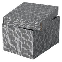 Esselte Pack de 3 Petites Boîtes de Rangement avec Couvercles 200x150x255mm - Carton 100% Recyclé et Recyclable - Design Gris