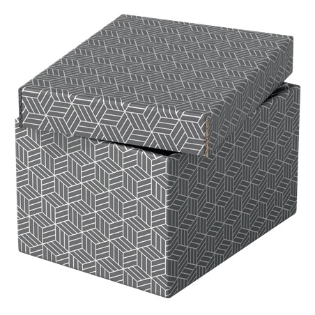 Esselte Pack de 3 Petites Boîtes de Rangement avec Couvercles 200x150x255mm - Carton 100% Recyclé et Recyclable - Design Gris