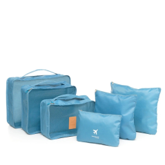 Lot de 6 sacs organisateurs de valise Innovagoods Luggan - Résistants à l'eau - Fermeture éclair - Tailles variées - Bleus