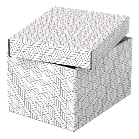 Esselte Pack de 3 Petites Boîtes de Rangement avec Couvercles 200x150x255mm - Carton 100% Recyclé et Recyclable - Design Blanc