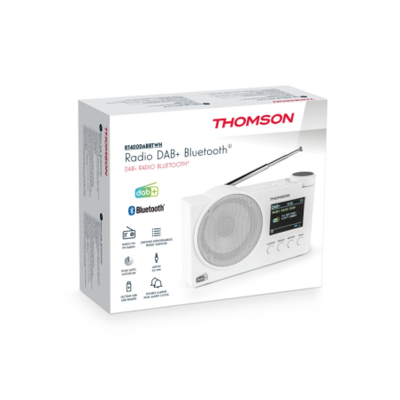 Radio FM Thomson DAB+ avec haut-parleur Bluetooth - 30 préréglages DAB+ et 30 préréglages FM - Mise à jour automatique des