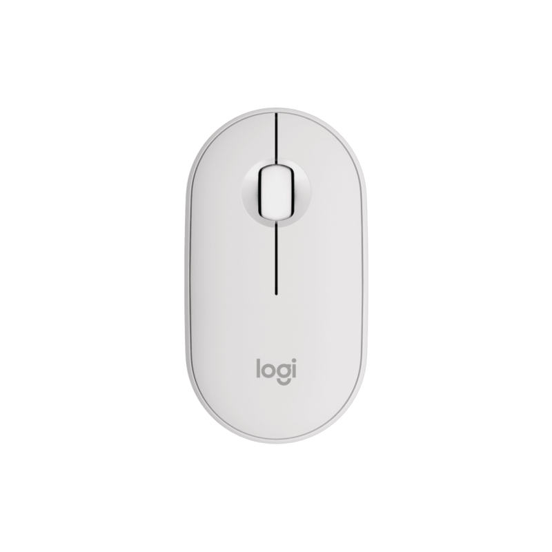 Souris sans fil USB Logitech Pebble Mouse 2 M350s 1000 dpi - Multi-appareils - Utilisation ambidextre - Couleur blanche