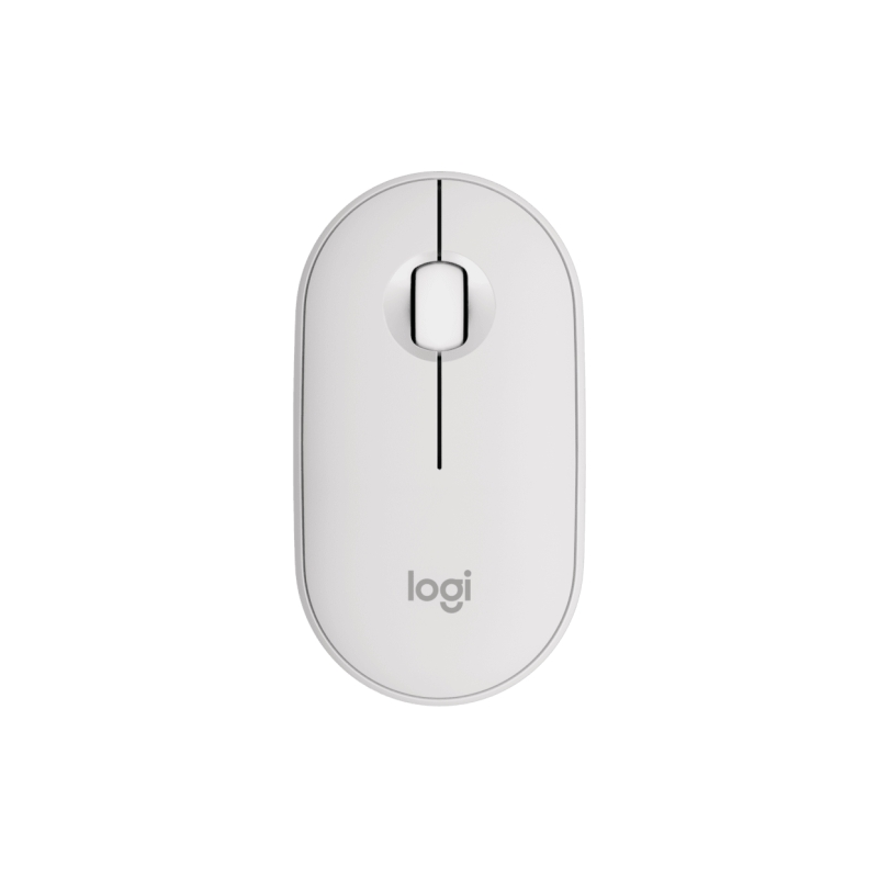 Souris sans fil USB Logitech Pebble Mouse 2 M350s 1000 dpi - Multi-appareils - Utilisation ambidextre - Couleur blanche