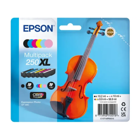 Pack de 6 cartouches d'encre originales Epson 250XL - C13T16P84010 qualité fiable