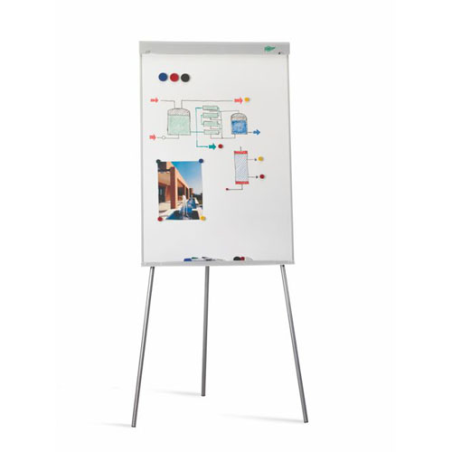 Chevalet/tableau blanc Faibo en métal 700 x 1020 mm - Surface magnétique - Porte-marqueurs - Système de stabilité inclus - Blanc
