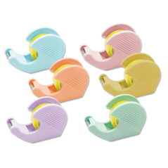 Lot de 2 rouleaux de ruban adhésif Bismark (19 mm x 33 m) - Corps en plastique - Idéal pour l'école - Couleurs pastel aléatoires