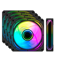 Kit Coolbox Infinity Pro 4 ventilateurs ARGB - Effet tunnel infini - Silencieux - Roulement hydraulique - Débit d'air élevé