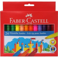 ✅ Faber-Castell Jumbo Pack de 24 marqueurs à pointe épaisse - Encre lavable à base d'eau - Couleurs assorties en stock