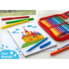 ✅ Faber-Castell Castle Lot de 50 marqueurs - Encre lavable à base d'eau - Couleurs assorties couleur Plusieurs en stock