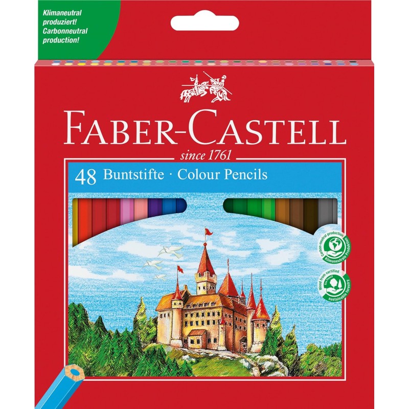 Faber-Castell Classic Color Pack de 48 crayons de couleur hexagonaux - Résistance à la rupture - Couleurs assorties