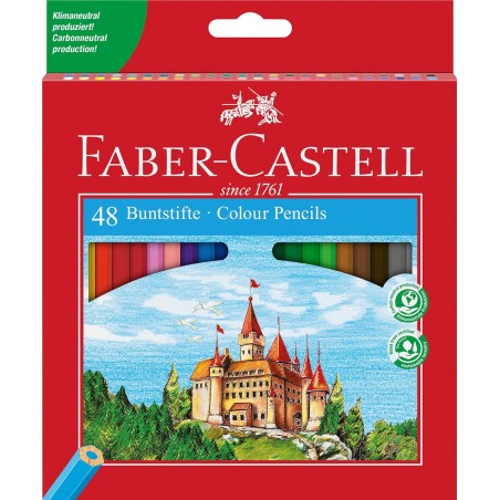 ✅ Faber-Castell Classic Color Pack de 48 crayons de couleur hexagonaux - Résistance à la rupture - Couleurs as en stock
