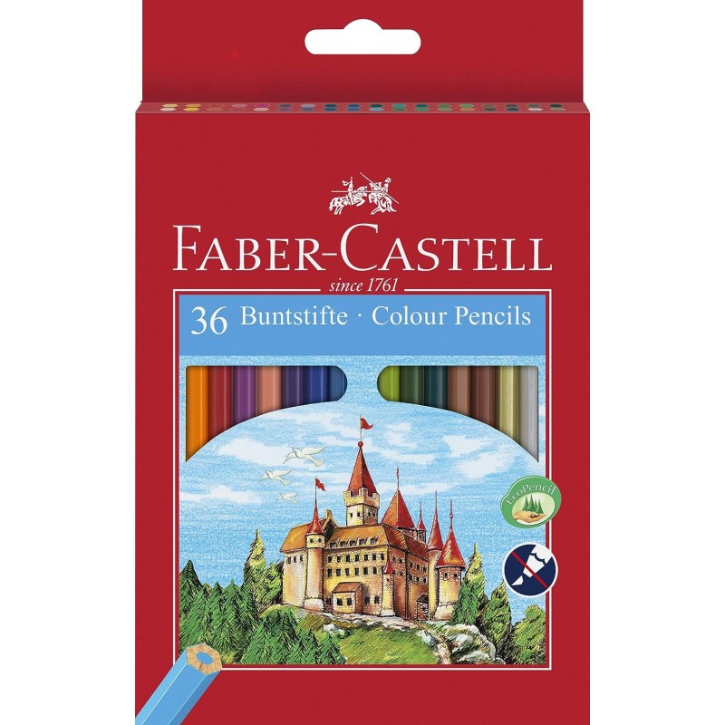 Faber-Castell Classic Color Pack de 36 crayons de couleur hexagonaux - Résistance à la rupture - Couleurs assorties