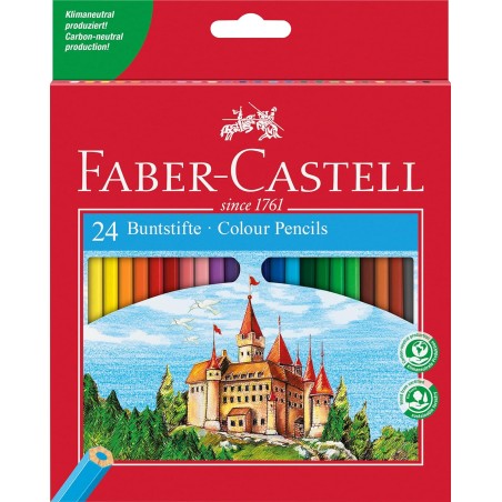 ✅ Faber-Castell Classic Color Pack de 24 crayons de couleur hexagonaux - Résistance à la rupture - Couleurs as en stock