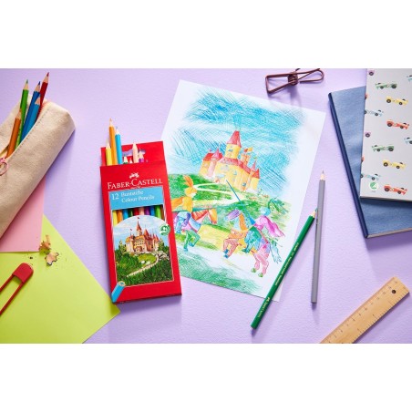Faber-Castell Classic Color Pack de 12 crayons de couleur hexagonaux - Résistance à la rupture - Couleurs assorties