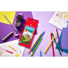 ✅ Faber-Castell Classic Color Pack de 12 crayons de couleur hexagonaux - Résistance à la rupture - Couleurs as en stock